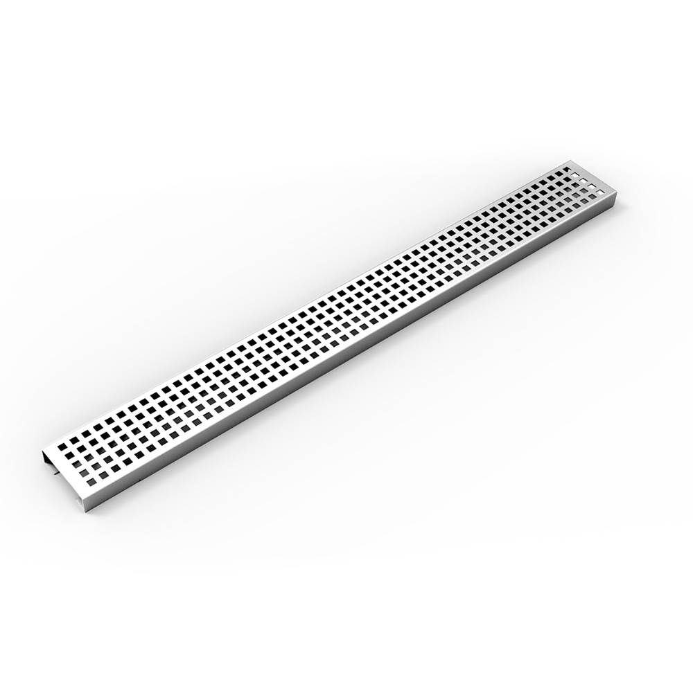 Infinity Drain 60'' Perforated Squares Pattern Grate for USQ Universal Infinity Drain™ in Polished Stainless