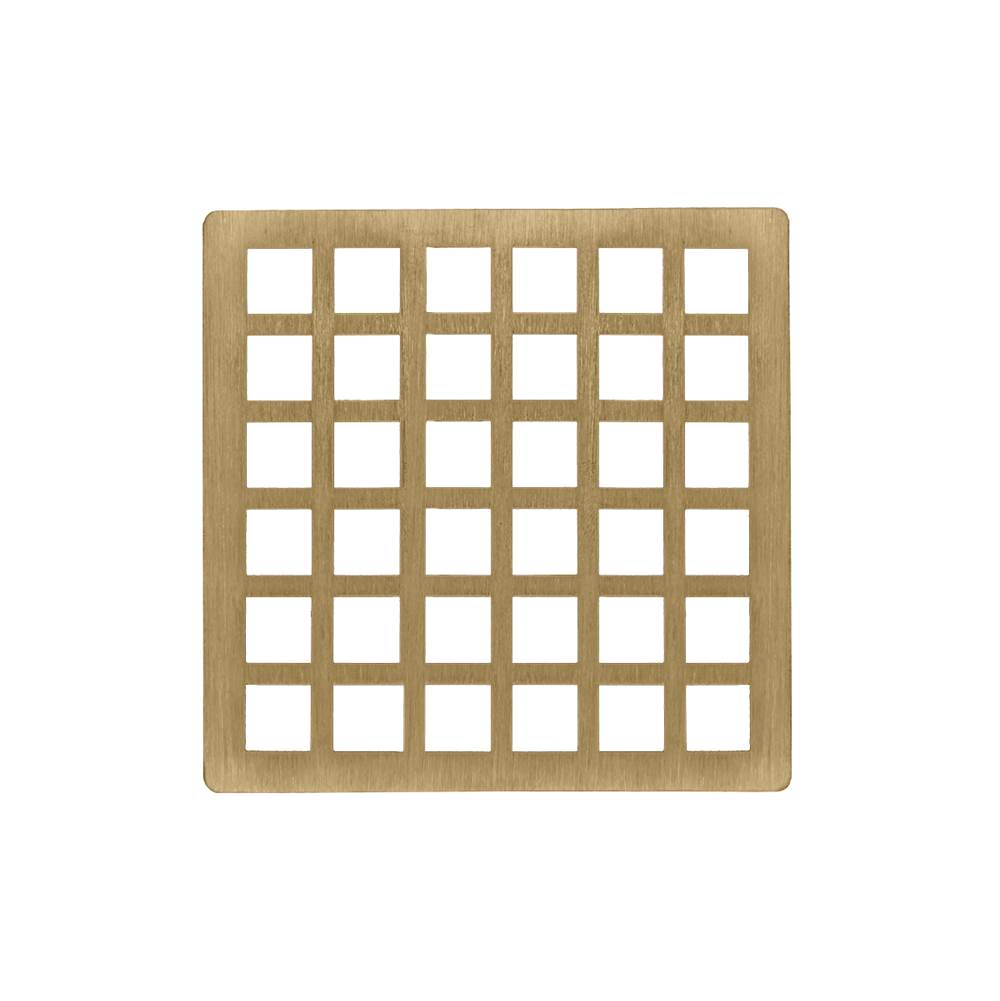 Infinity Drain 4'' x 4'' Squares Pattern Decorative Plate for Q 4, QD 4, QDB 4 in Satin Bronze