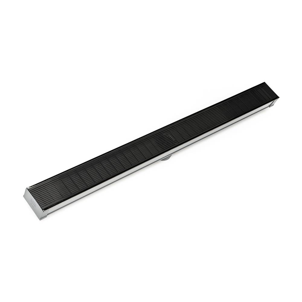 Infinity Drain 48'' S-PVC Series Low Profile Complete Kit with 2 1/2'' Wedge Wire Grate in Matte Black