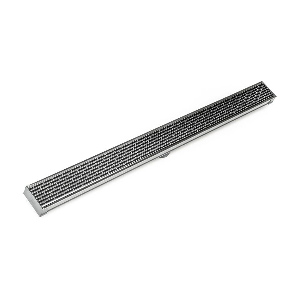 Infinity Drain 96'' S-PVC Series Low Profile Complete Kit with 2 1/2'' Perforated Offset Slot Grate in Satin Stainless