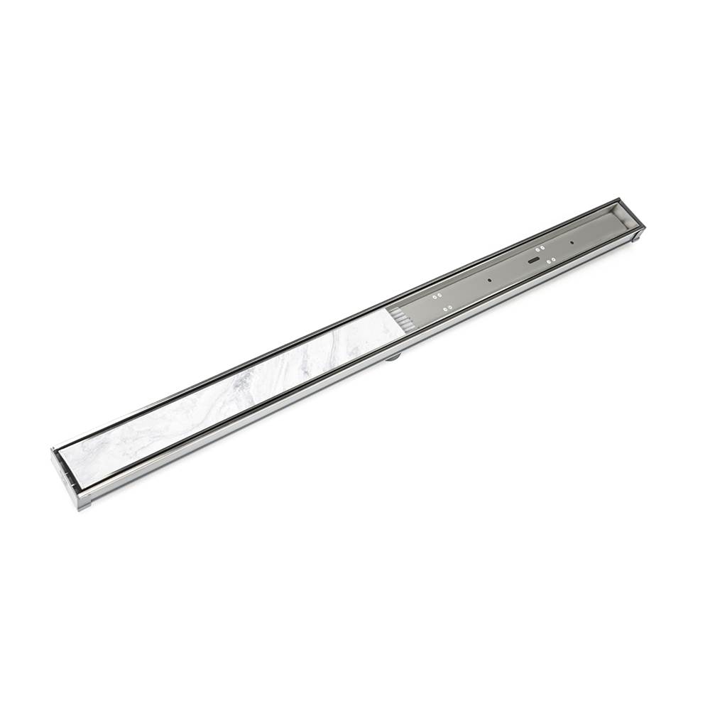 Infinity Drain 36'' S-PVC Series Low Profile Complete Kit with 2 1/2'' Tile Insert Frame in Satin Stainless