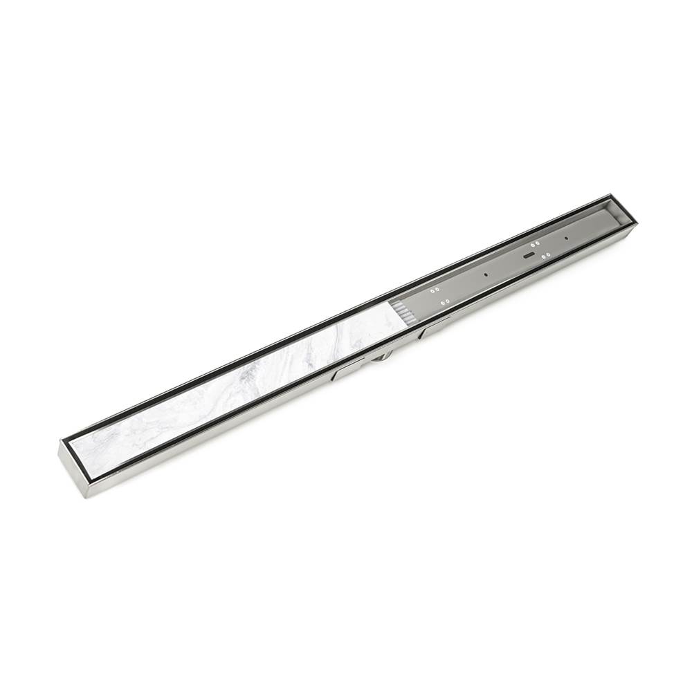 Infinity Drain 40'' S-Stainless Steel Series Complete Kit with Tile Insert Frame in Satin Stainless