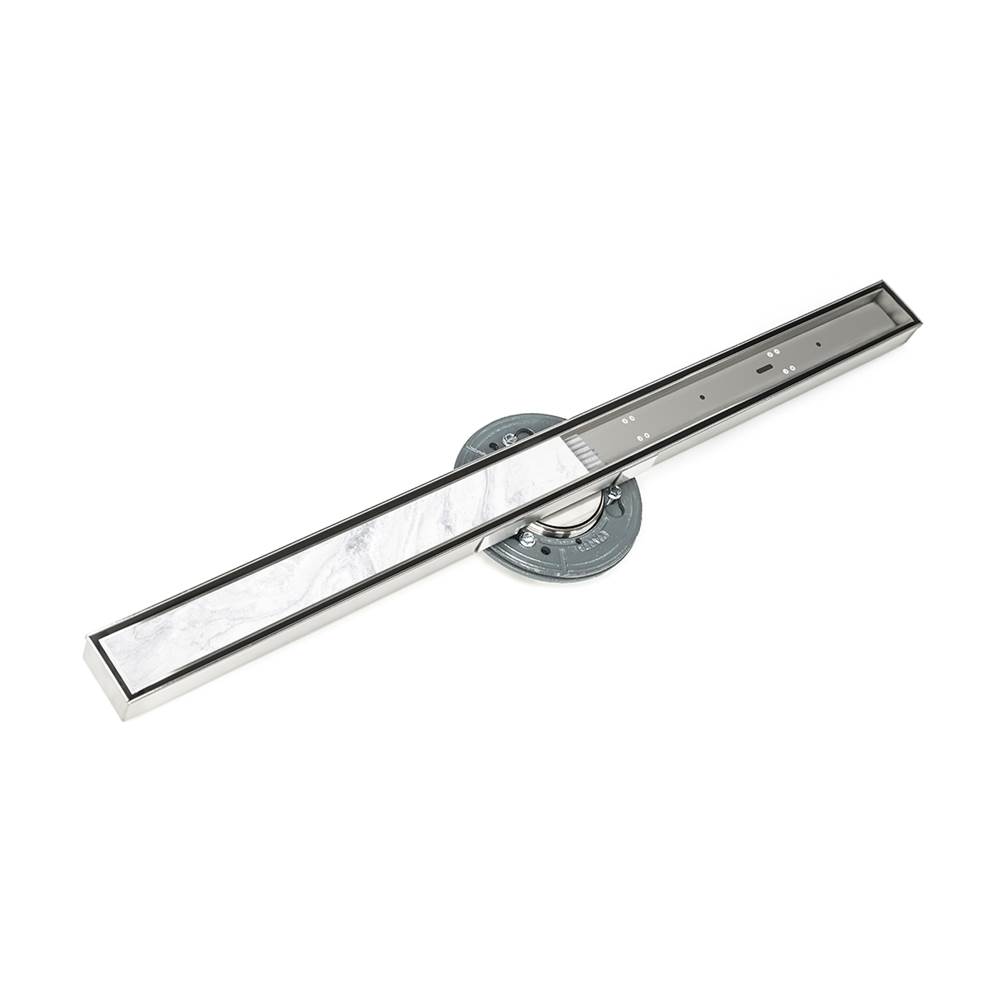 Infinity Drain 80'' S-Stainless Steel Series High Flow Complete Kit with Tile Insert Frame in Satin Stainless with ABS Drain Body, 3'' Outlet