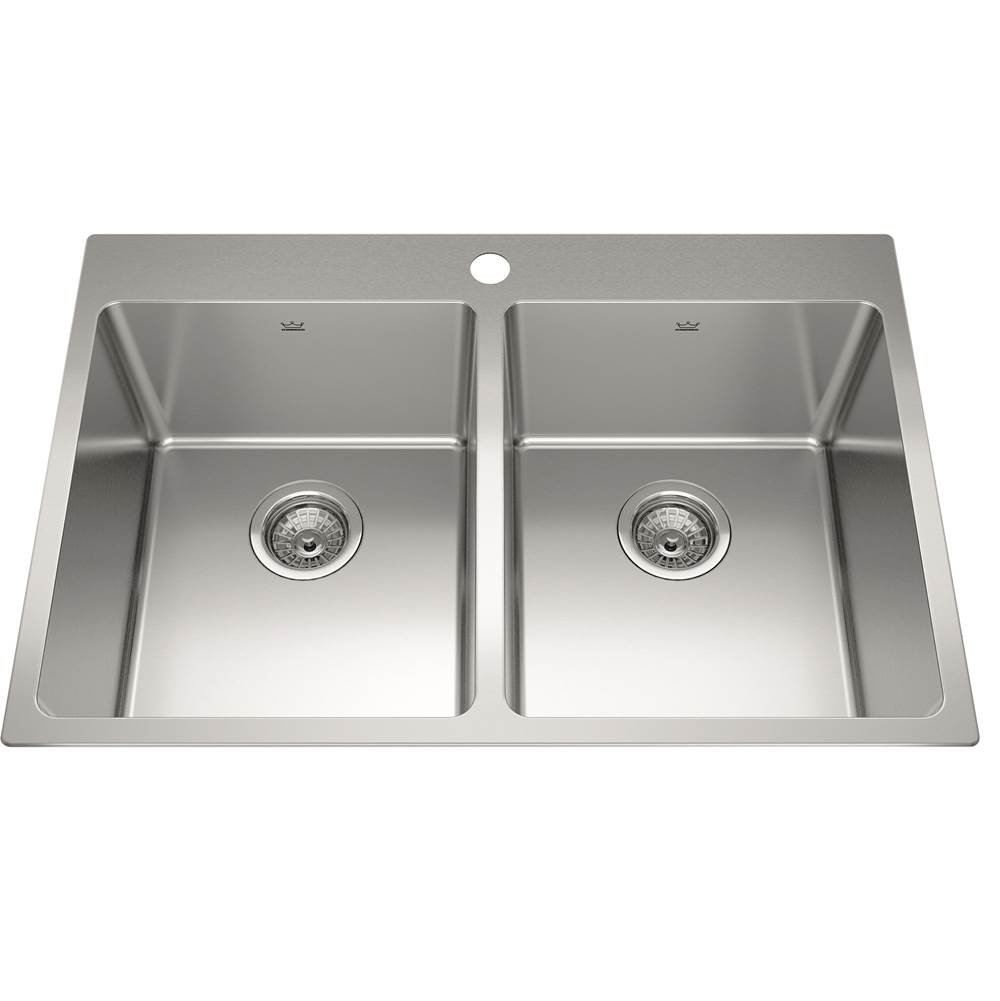 Kindred Brookmore 31-in LR x 20.9-in FB x 9-in DP Drop in Double Bowl Stainless Steel Sink, BDL2131-9-1N