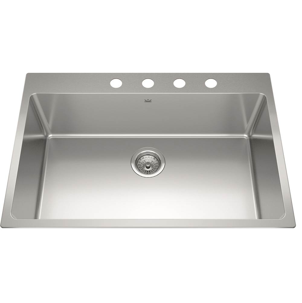 Kindred Brookmore 31-in LR x 20.9-in FB x 9-in DP Drop in Single Bowl Stainless Steel Sink, BSL2131-9-4N