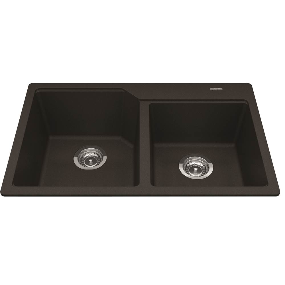 Kindred Granite Series 30.69-in LR x 19.69-in FB x 8.63-in DP Drop In Double Bowl Granite Kitchen Sink, MGCM2031-9ESN