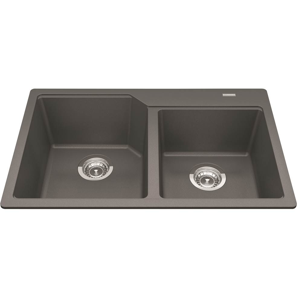 Kindred Granite Series 30.69-in LR x 19.69-in FB x 8.63-in DP Drop In Double Bowl Granite Kitchen Sink, MGCM2031-9SGN