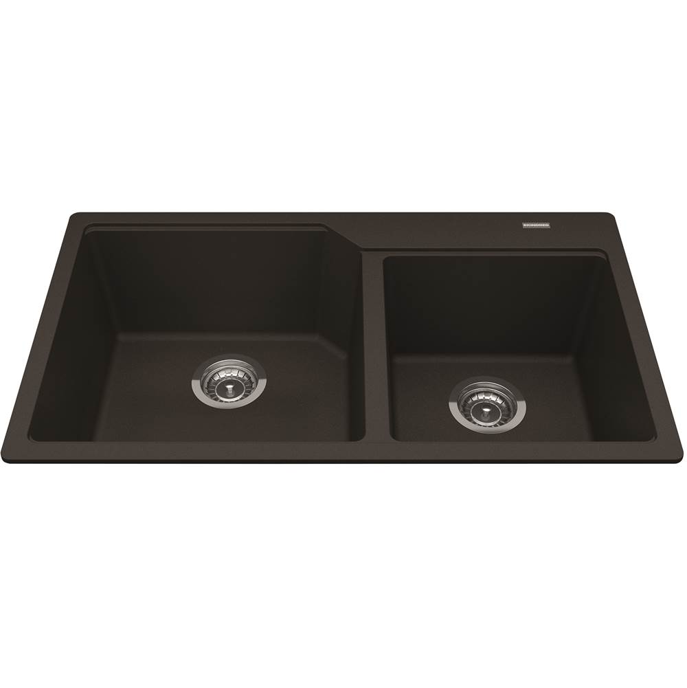 Kindred Granite Series 33.88-in LR x 19.69-in FB x 9.06-in DP Drop In Double Bowl Granite Kitchen Sink, MGCM2034-9ESN