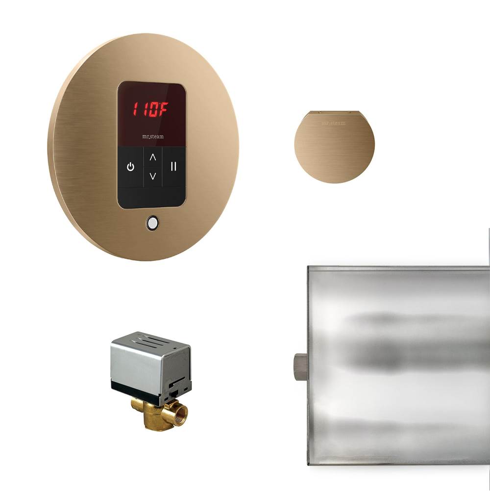 Mr. Steam Basic Butler Steam Shower Control Package with iTempo Control and Aroma Designer SteamHead in Round Brushed Bronze