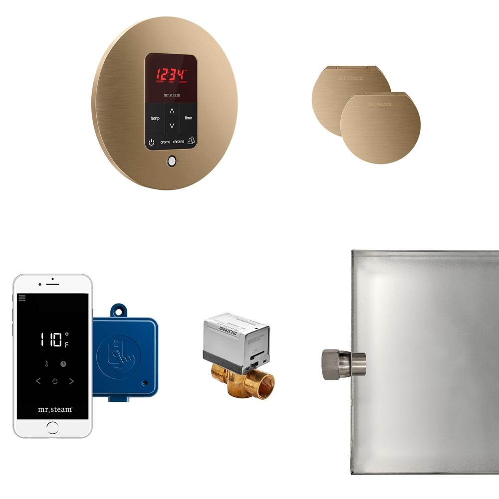 Mr. Steam Butler Max Steam Shower Control Package with iTempoPlus Control and Aroma Designer SteamHead in Round Brushed Bronze