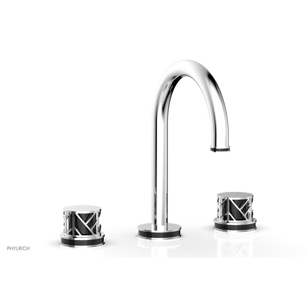 Phylrich Matte Black Jolie Widespread Lavatory Faucet With Gooseneck Spout, Round Cutaway Handles, And Black Accents - 1.2GPM