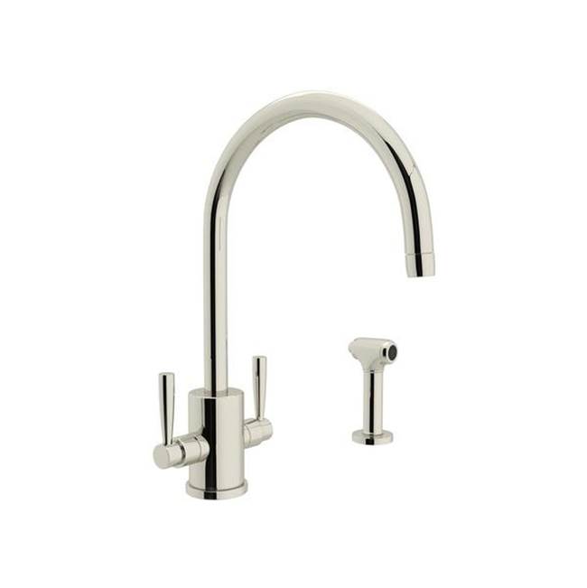 Rohl Holborn™ Two Handle Kitchen Faucet With C-Spout and Side Spray