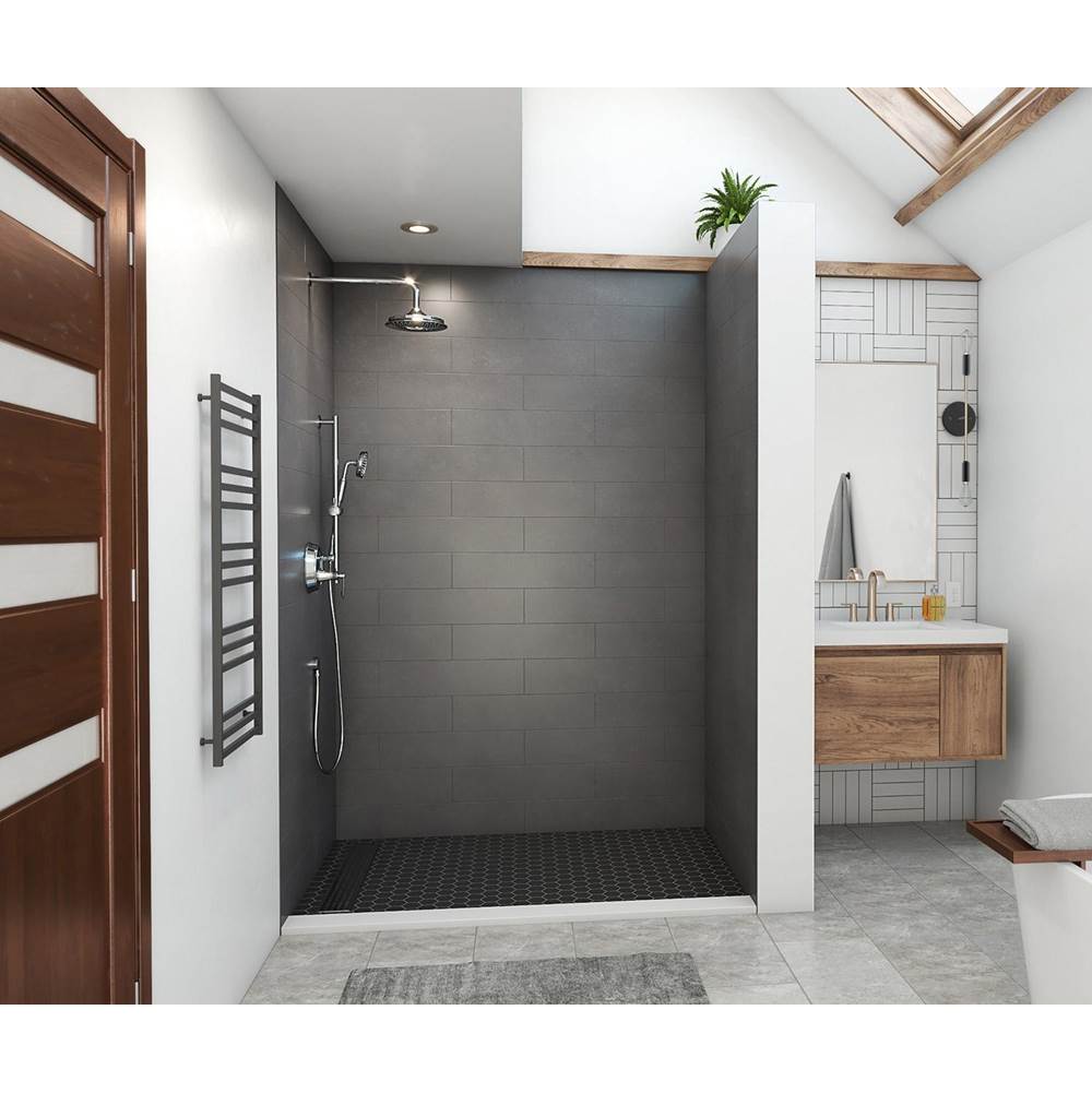 Swan MSMK96-3662 36 x 62 x 96 Swanstone® Modern Subway Tile Glue up Shower Wall Kit in Charcoal Gray