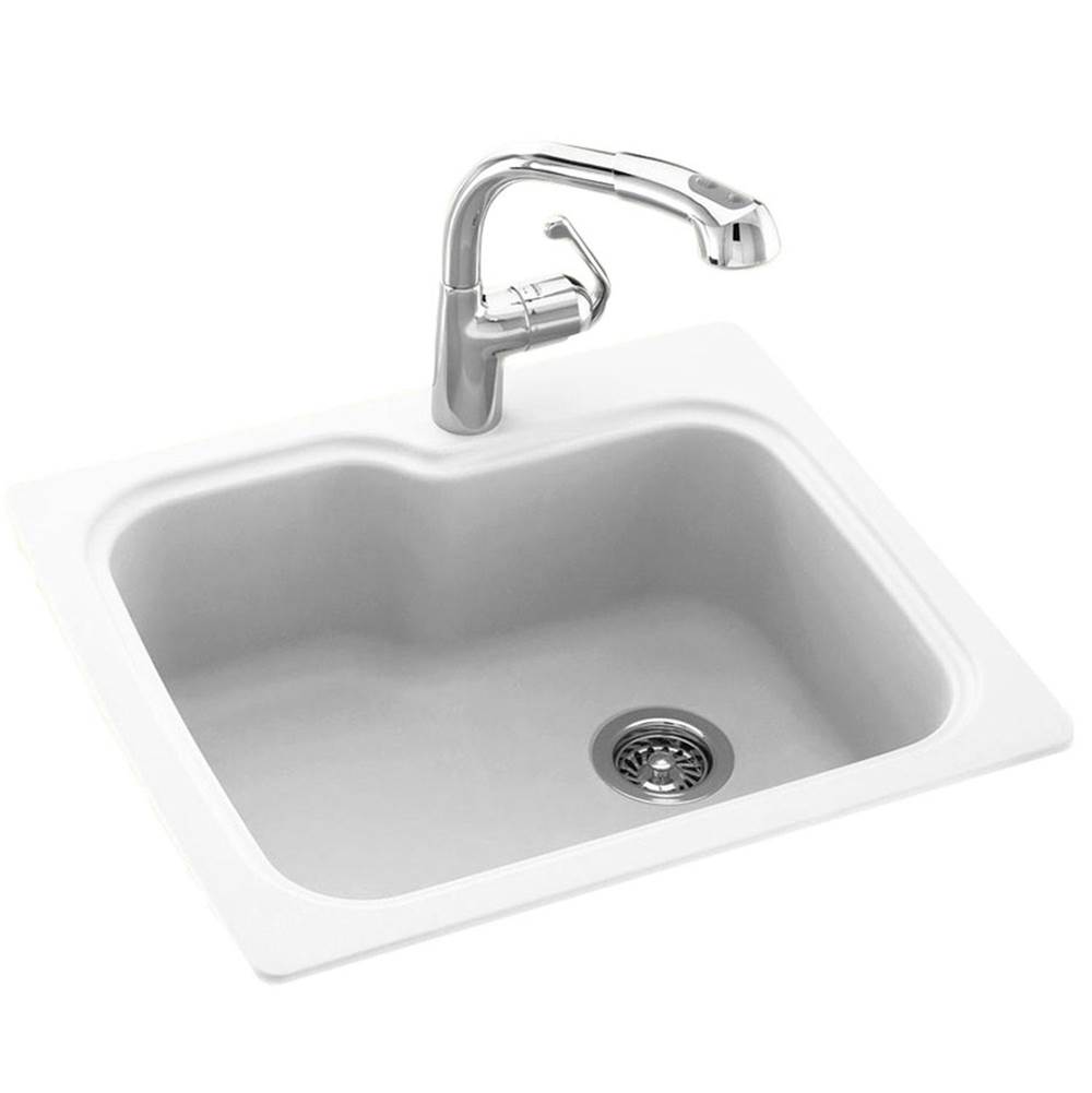 Swan KSSB-2522 22 x 25 Swanstone® Dual Mount Single Bowl Sink in White