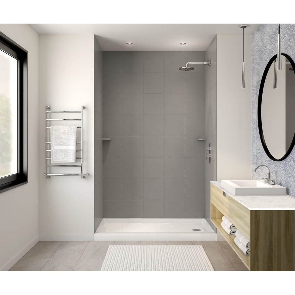 Swan SQMK96-3636 36 x 36 x 96 Swanstone® Square Tile Glue up Shower Wall Kit in Ash Gray