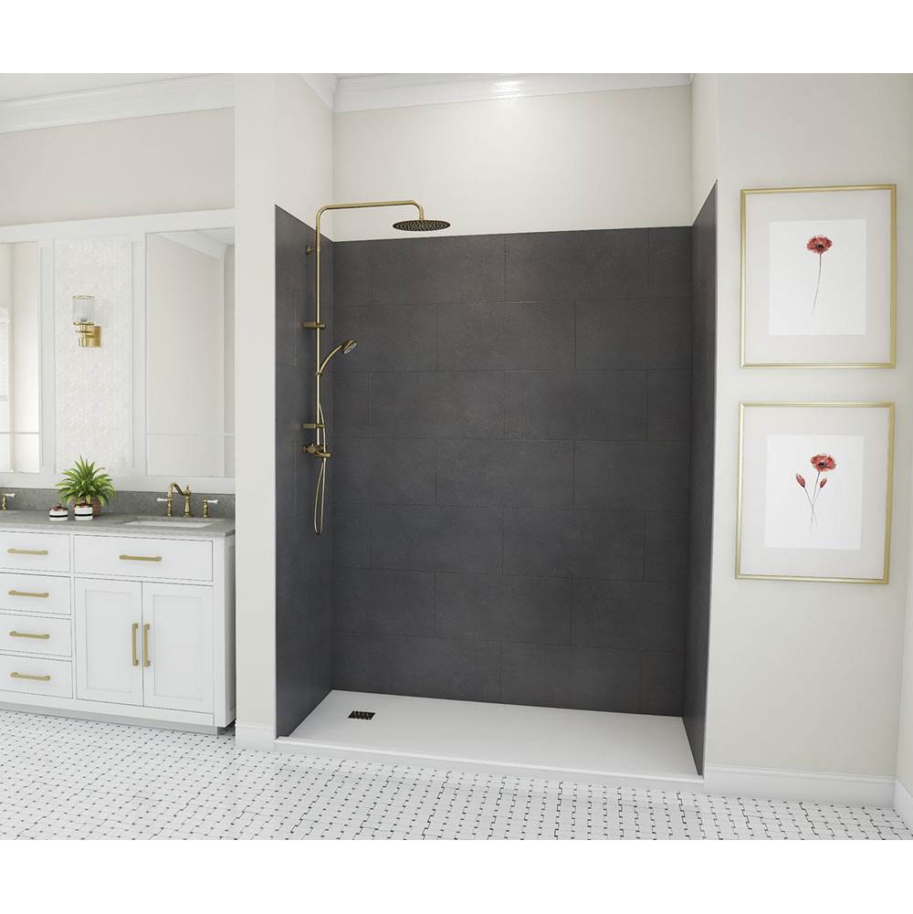 Swan TSMK84-3262 32 x 62 x 84 Swanstone® Traditional Subway Tile Glue up Shower Wall Kit in Charcoal Gray