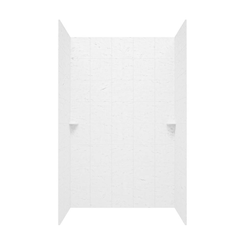 Swan SQMK96-3662 36 x 62 x 96 Swanstone® Square Tile Glue up Shower Wall Kit in Carrara
