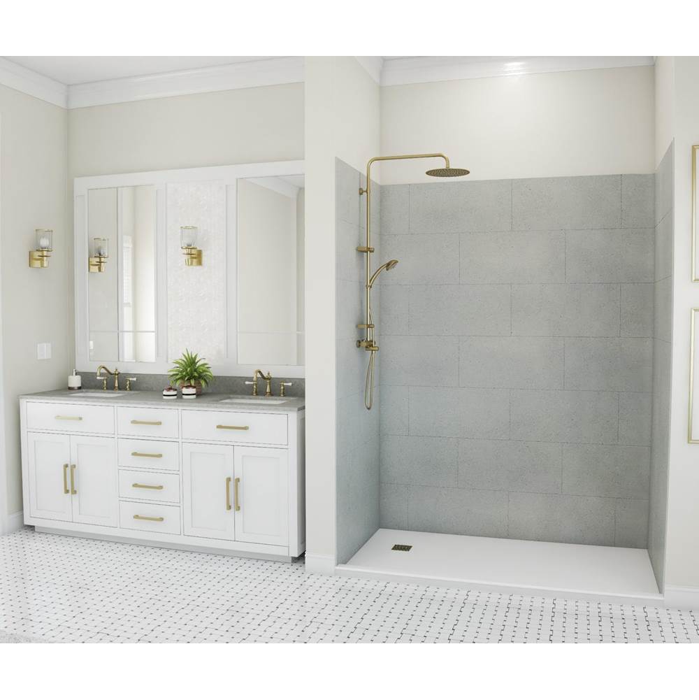 Swan TSMK84-4262 42 x 62 x 84 Swanstone® Traditional Subway Tile Glue up Shower Wall Kit in Ash Gray