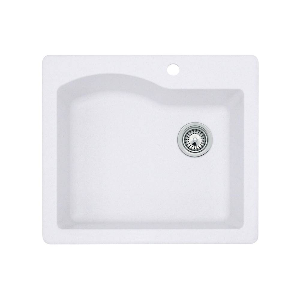Swan QZSB-2522 22 x 25 Granite Drop in Single Bowl Sink in Opal White