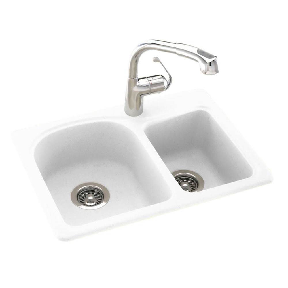 Swan KSDB-2518 18 x 25 Swanstone® Dual Mount Double Bowl Sink in White