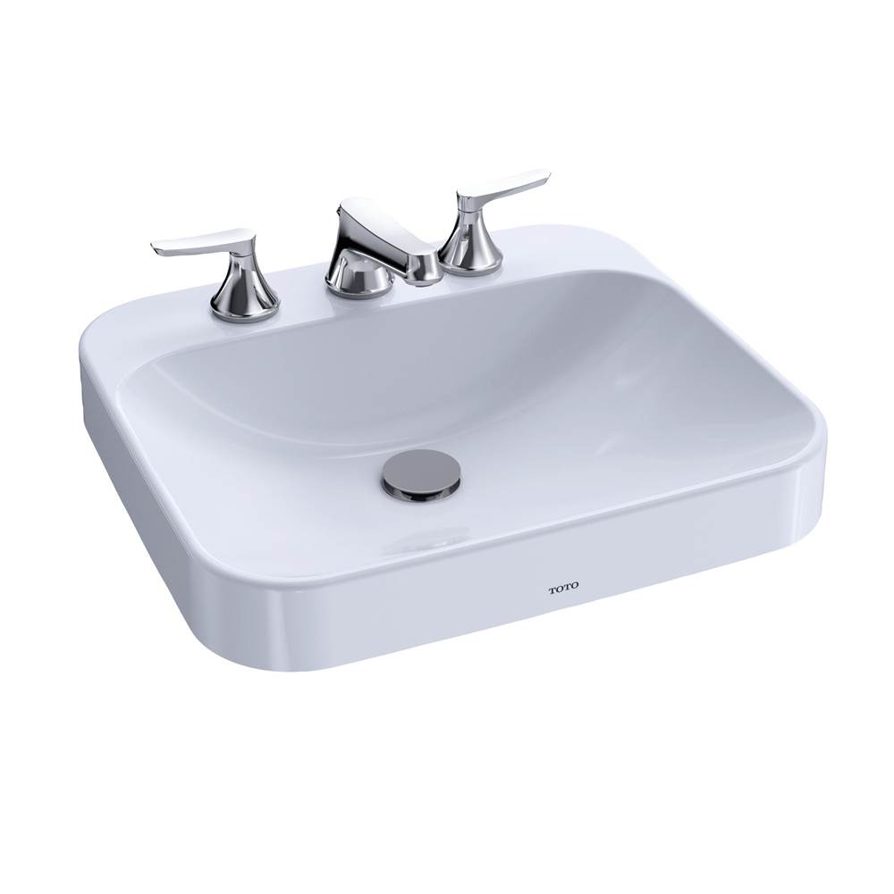 TOTO Toto® Arvina™ Rectangular 20'' Vessel Bathroom Sink With Cefiontect For 8 Inch Center Faucets, Cotton White