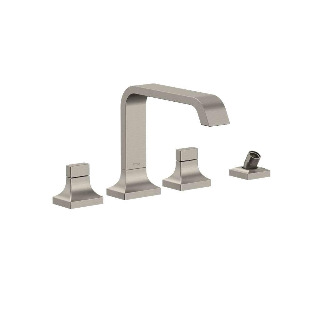 TOTO Toto® Gc Two-Handle Deck-Mount Roman Tub Filler Trim With Handshower, Brushed Nickel